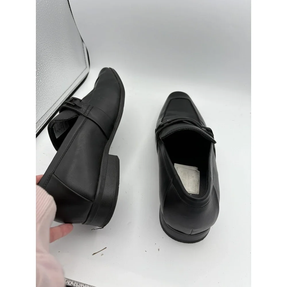 Calvin Klein Shoes Mens Size 10 Black Synthetic Slip On Square Toe Dress Loafers